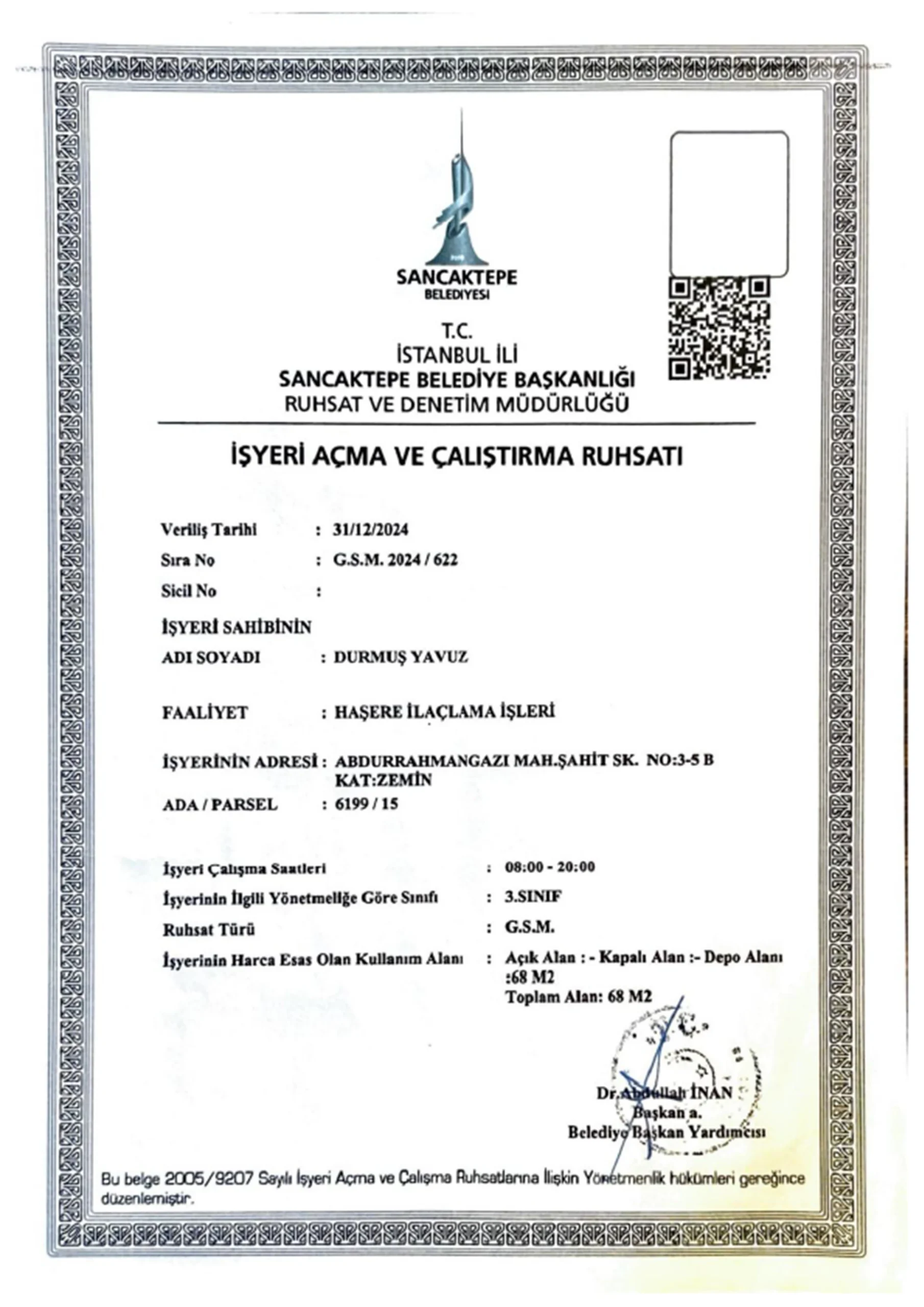 Wolves Böcek İlaçlama Belediye Ruhsatı